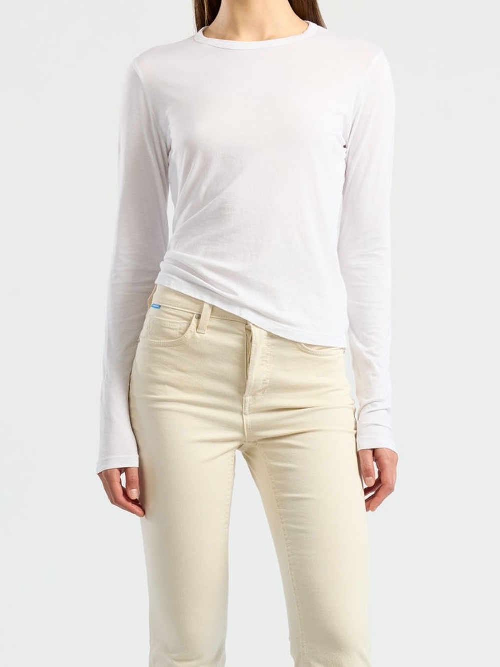 Cotton Citizen Standard Long Sleeve  Crewneck Classic Fit Cotton White Shirt SM
